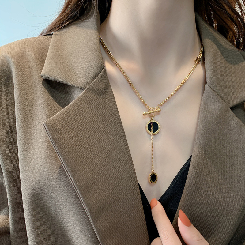 钛钢不掉色长款毛衣链装饰项链