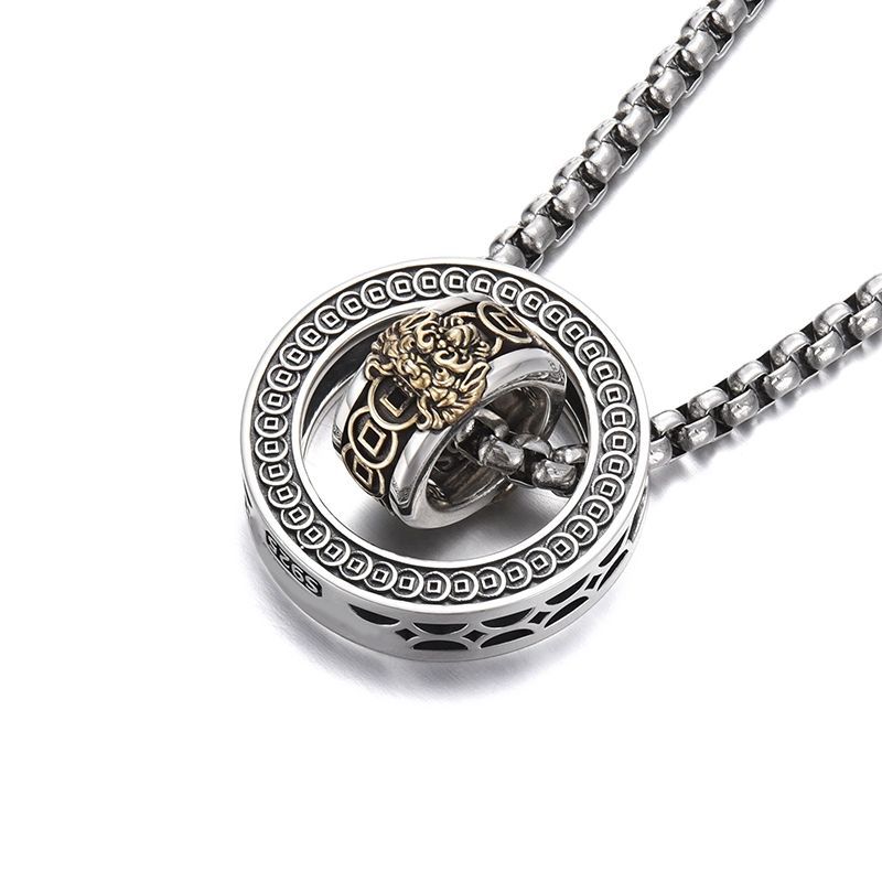 纯银招财貔貅男士项链