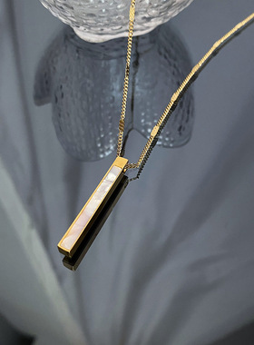 钛钢小竖条不褪色贝母项链女