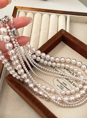 新款春季曼塔玫瑰调粉紫色珍珠项