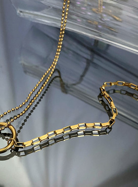 百搭金钛钢几何项链项链女