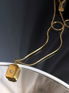 方块钛钢不掉色水滴星星项链女