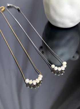 冷淡高级感时尚简约钛钢珍珠项链