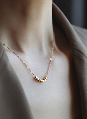 八方来财碎银子小方糖钛钢项链