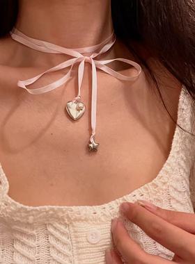 法式芭蕾蝴蝶结甜酷辣妹项链