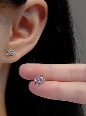 新款小众设计锆石星芒耳钉女气质轻奢精致冷淡风高级感百搭耳饰