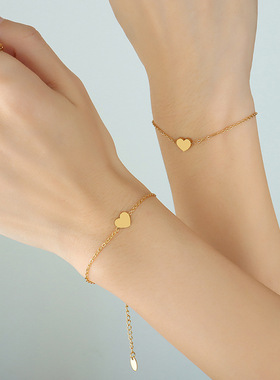 百搭简约钛钢小爱心手链女