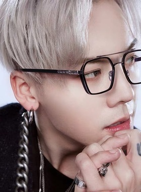 陈伟霆同款防蓝光平光镜 男女复古金属双梁网红透明框架近视眼镜