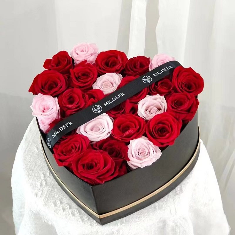 润峰情人节心形套二大号鲜花包装礼盒花店花艺透明开窗鲜花盒花盒
