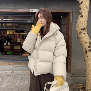 加厚保暖连帽面包服 90白鸭绒时尚 2025冬新款 泡芙羽绒服女短款