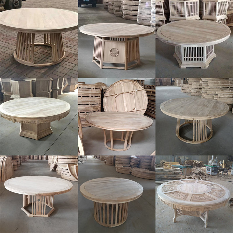 榆木圆桌新中式餐桌茶桌实木餐厅吃饭卓白茬简约家具转盘茶桌茶台,住宅家具,其它桌类,淘宝优惠券,粉丝福利购,淘宝优惠卷