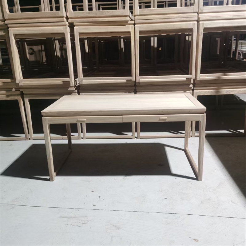 榆木餐桌家具实木新中式简约书桌办公桌写字台茶桌长方形画案抽屉