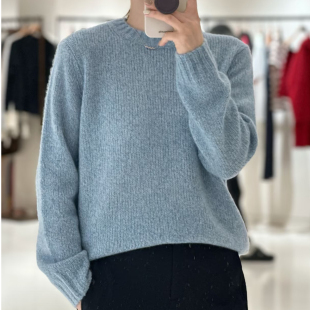 现货ICIC小禾深圳南油桑蚕丝羊毛简约质感粉蓝卡其羊毛真丝针织衫