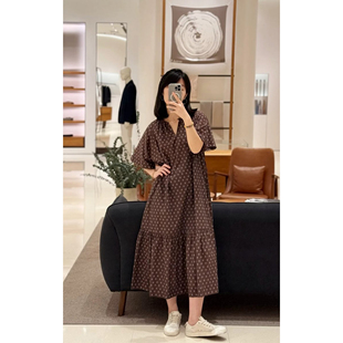 现货ICIC小禾同源女装 全棉细布腰果花中长连衣裙 25春夏新款