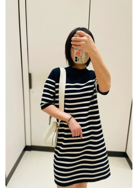 现货ICIC小禾同源女装2024早春新款半精纺棉羊绒连衣裙