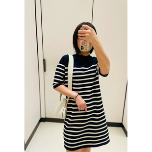 现货ICIC小禾同源女装2024早春新款半精纺棉羊绒连衣裙