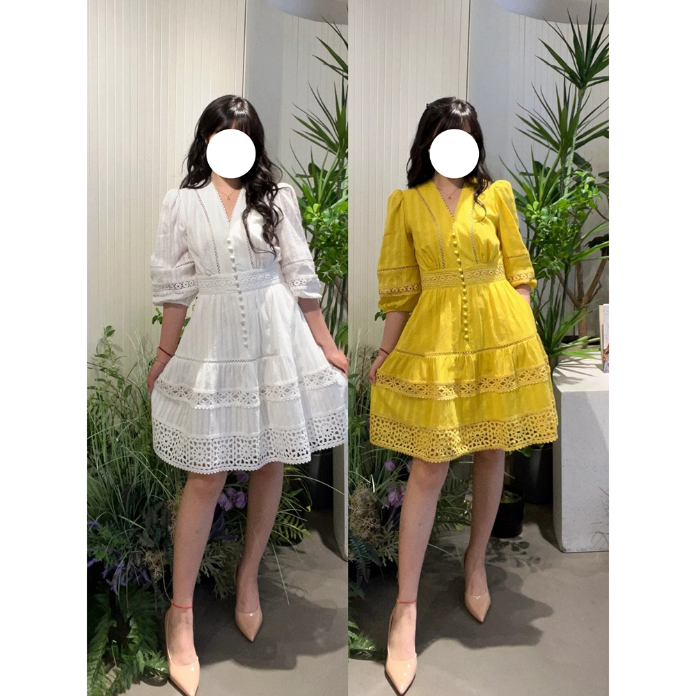 现货DV同源深圳南油女装25夏新款刘亦菲同款连衣裙短款明艳穿搭