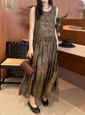 现货UW同源度假风复古小碎花背心连衣裙 邂逅夏日浪漫的诗意之选