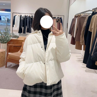 现货ICIC小禾鹅绒女装冬季全棉平布针织翻领羽绒服