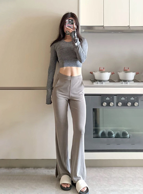 现货Drapey Sof同源女士25夏新款垂坠感砂洗莫代尔冰感开叉喇叭裤