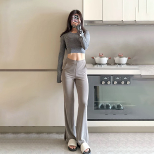 现货Drapey Sof同源女士25夏新款垂坠感砂洗莫代尔冰感开叉喇叭裤