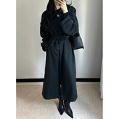 现货ICIC小禾同源女装 新款 精纺羊毛平纹单排扣风衣