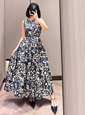 现货Max同源深圳南油 2025春夏新品女装棉府绸印花连衣裙