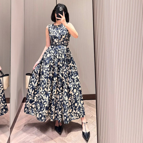 现货Max同源深圳南油 2025春夏新品女装棉府绸印花连衣裙