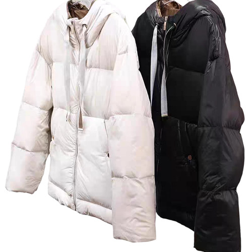 现货特价清仓鹅绒MAX冬季新款休闲菱格抽绳连帽羽绒服夹克外套