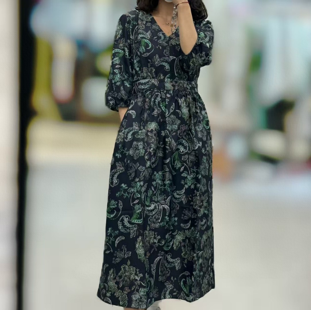 现货桑蚕丝Max同源深圳南油 2025春季新款真丝棉混纺印花连衣裙