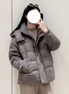 现货ICIC小禾鹅绒帽子可拆卸【HUG羽绒服】女装新款薄呢羽绒服