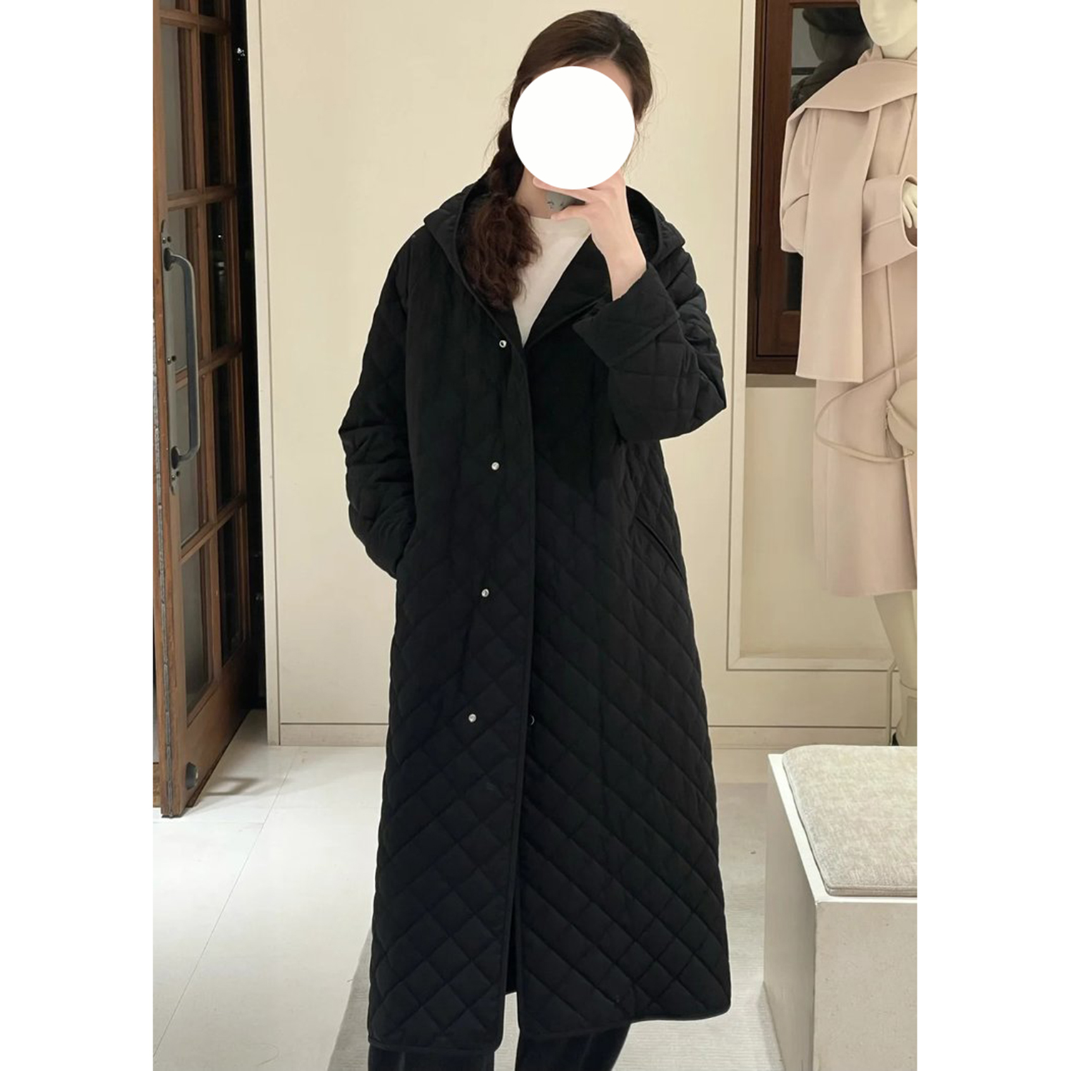 现货ICIC小禾同源女装2024秋冬新款丝羊毛平纹布羽绒服大衣