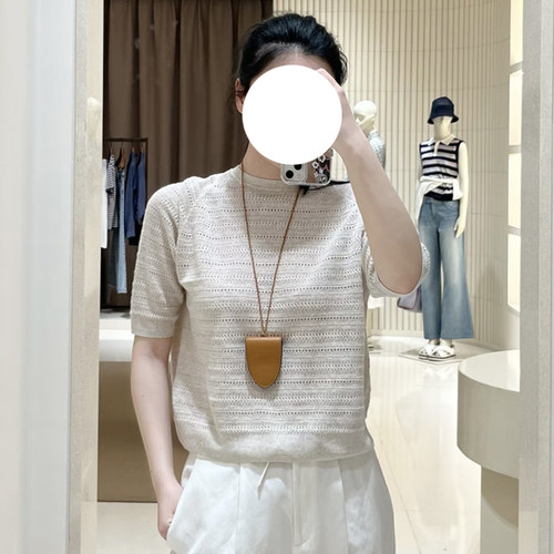 现货ICIC小禾女装2026新款麻丝混纺套头针织衫
