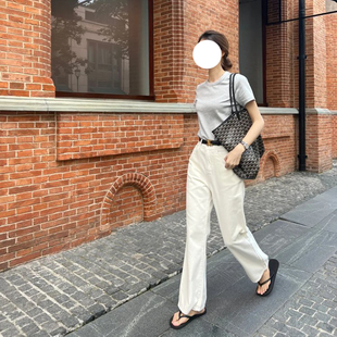 现货ED同源【土壤牛仔】女装超弹斜纹牛仔阔腿牛仔裤