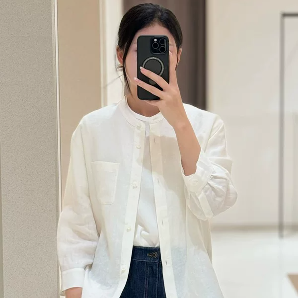 现货ICICL小禾 同源女装2024春夏新款亚麻平纹衬衫,女装/女士精品,衬衫,淘宝优惠券,粉丝福利购,淘宝优惠卷