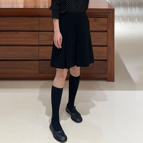 现货ICIC小禾同源女装春季新款防缩毛条绵羊毛弹力斜纹花呢半身裙