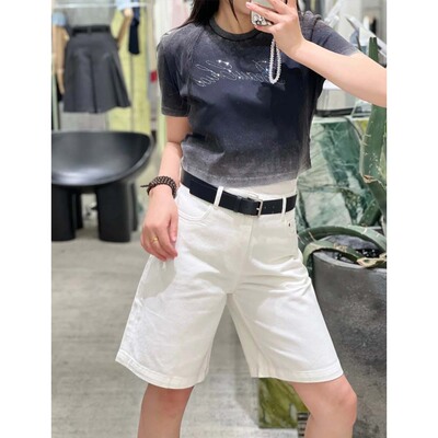 现货MOC同源牛仔短裤新品白色五分裤宽松直筒无弹棉质单宁中裤