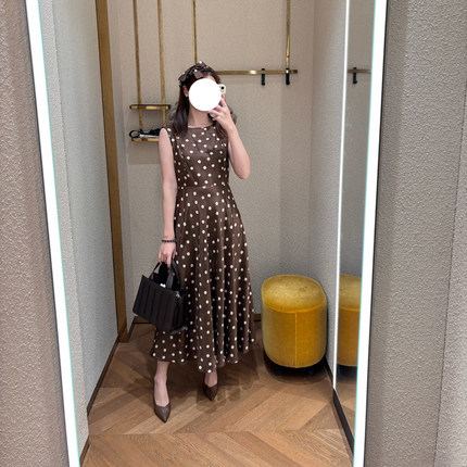 现货Max同源深圳南油100%桑蚕丝26春夏新女装真丝印花无袖连衣裙