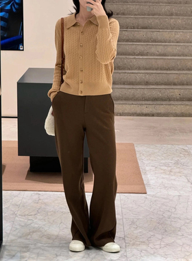 现货ICIC小禾女装新款羊毛混纺针织布直筒裤