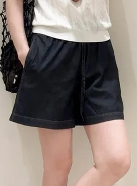 现货ICIC小禾同源女装夏季新款斜纹棉弹超薄牛仔布短裤