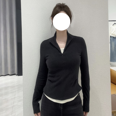 现货ARS同源【椰灰毛衫】百搭修身收腰小立领针织衫