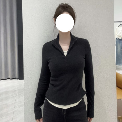 现货ARS同源【椰灰毛衫】百搭修身收腰小立领针织衫