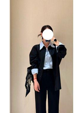 现货ICIC小禾同源25秋冬女装新款精纺纯绵羊毛平纹单排扣风衣外套