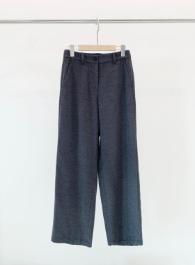 现货ICIC小禾同源2025女装新款羊毛法兰绒直筒裤「贵价质感」