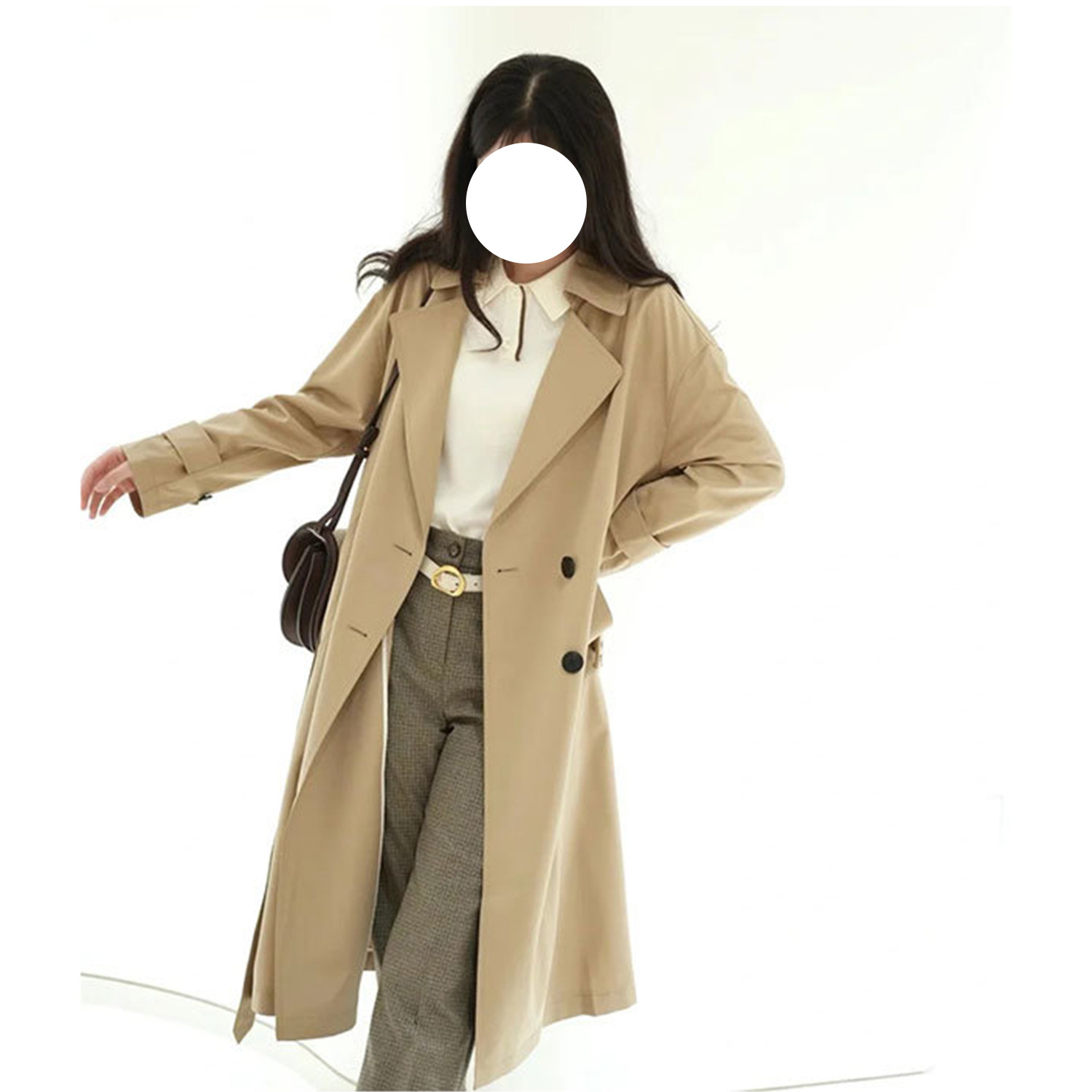 现货ICIC小禾【露珠系列】女装新款丝羊毛易打理双排扣风衣图片