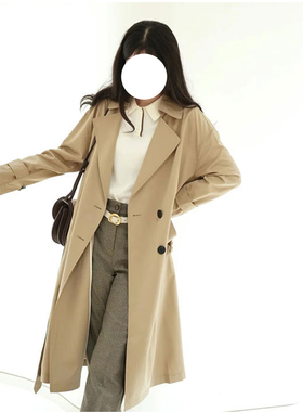 现货ICIC小禾【露珠系列】女装新款丝羊毛易打理双排扣风衣