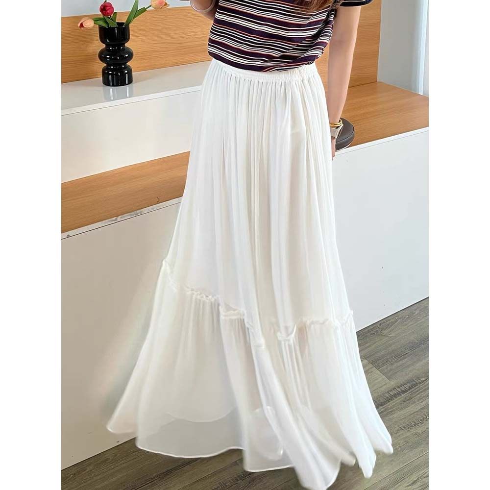 现货The ro同源风A 字荷叶边网纱半裙，叙述女性高级优雅氛围