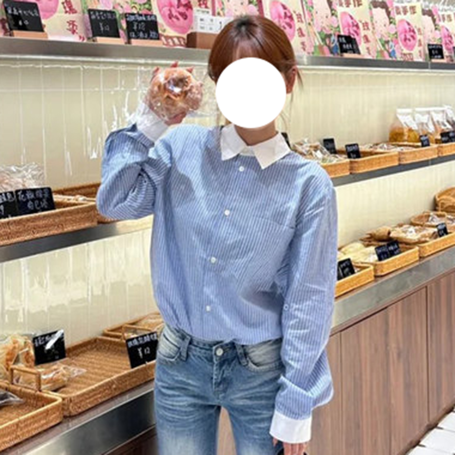 现货CL同源重磅韩国进口都市高知分子风撞色拼接老钱风时装感衬衫