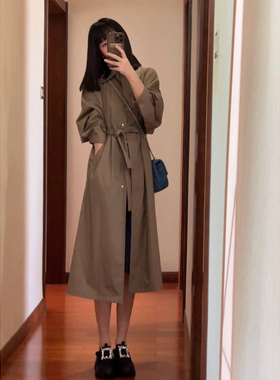 现货ICIC小禾同源【露珠风衣】女装春夏款薄丝毛廓形长款风衣外套