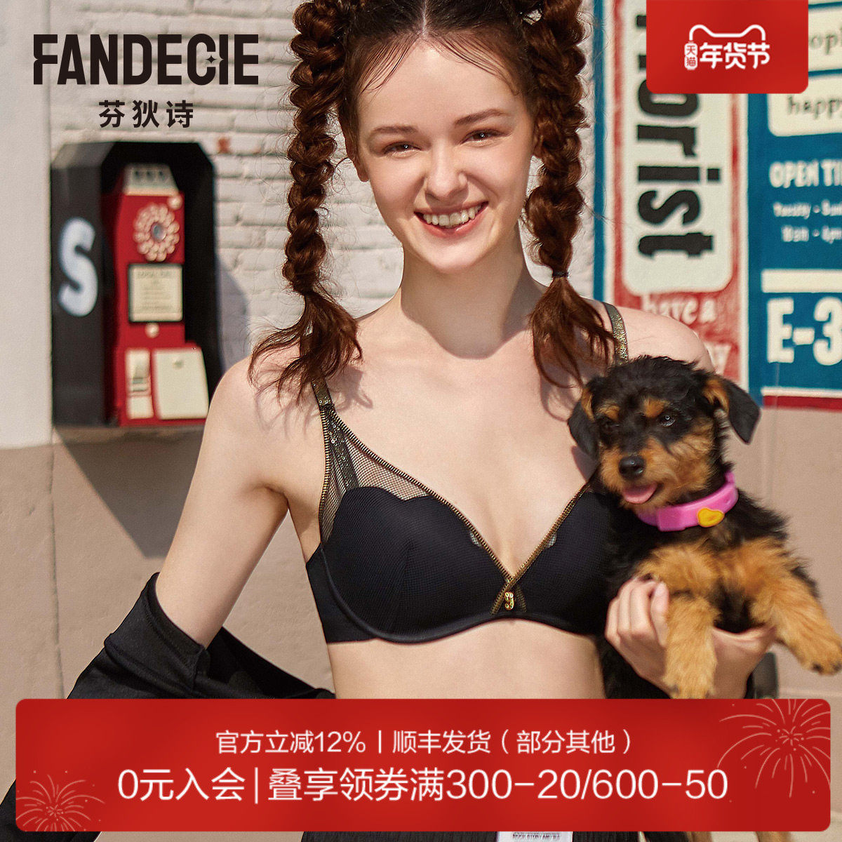 【A喵喵杯】芬狄诗无钢圈内衣女网纱厚杯小胸上托聚拢文胸FB00276